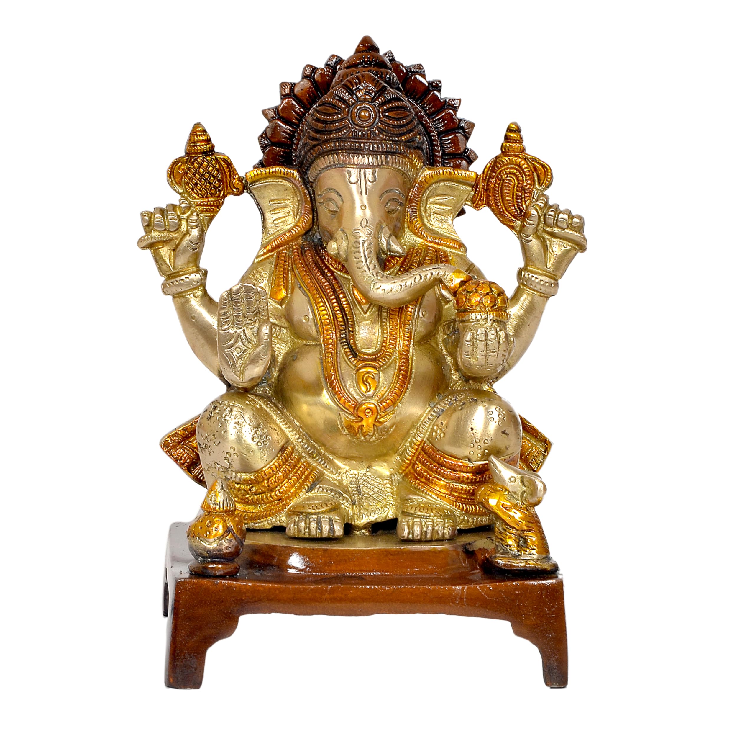Dattatreya Brass Lord Ganesha Idol Ganesh Statue Decorative Sculpture For Home Office Mandir Pooja Showpiece (Height 7.5 Inch)